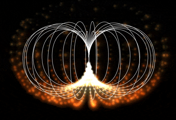Movimiento toroidal de la energía en una orgonita