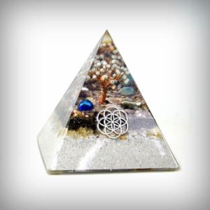 Pirámide Orgonita Ultra con Árbol de la Vida, Luz y Gemas